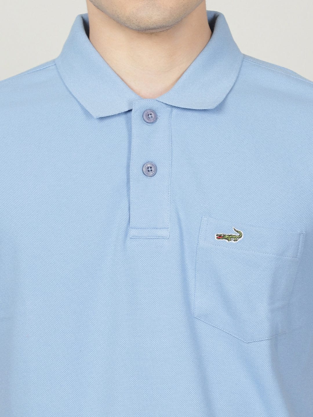 CROCODILE Casual Polo T-Shirt Solid Blue with Pocket