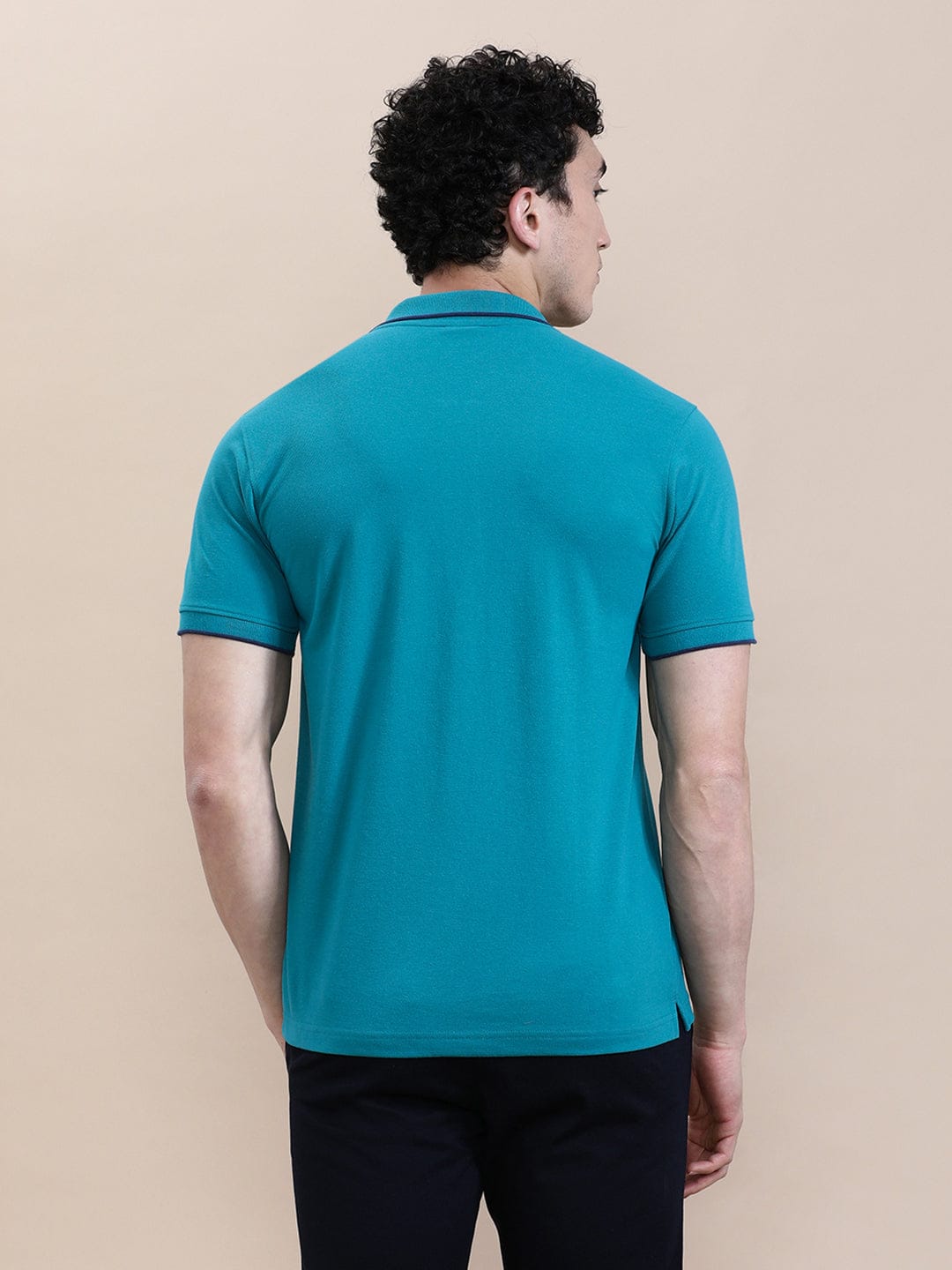 CROCODILE Jade Green Solid Polo T-Shirt with Pocket