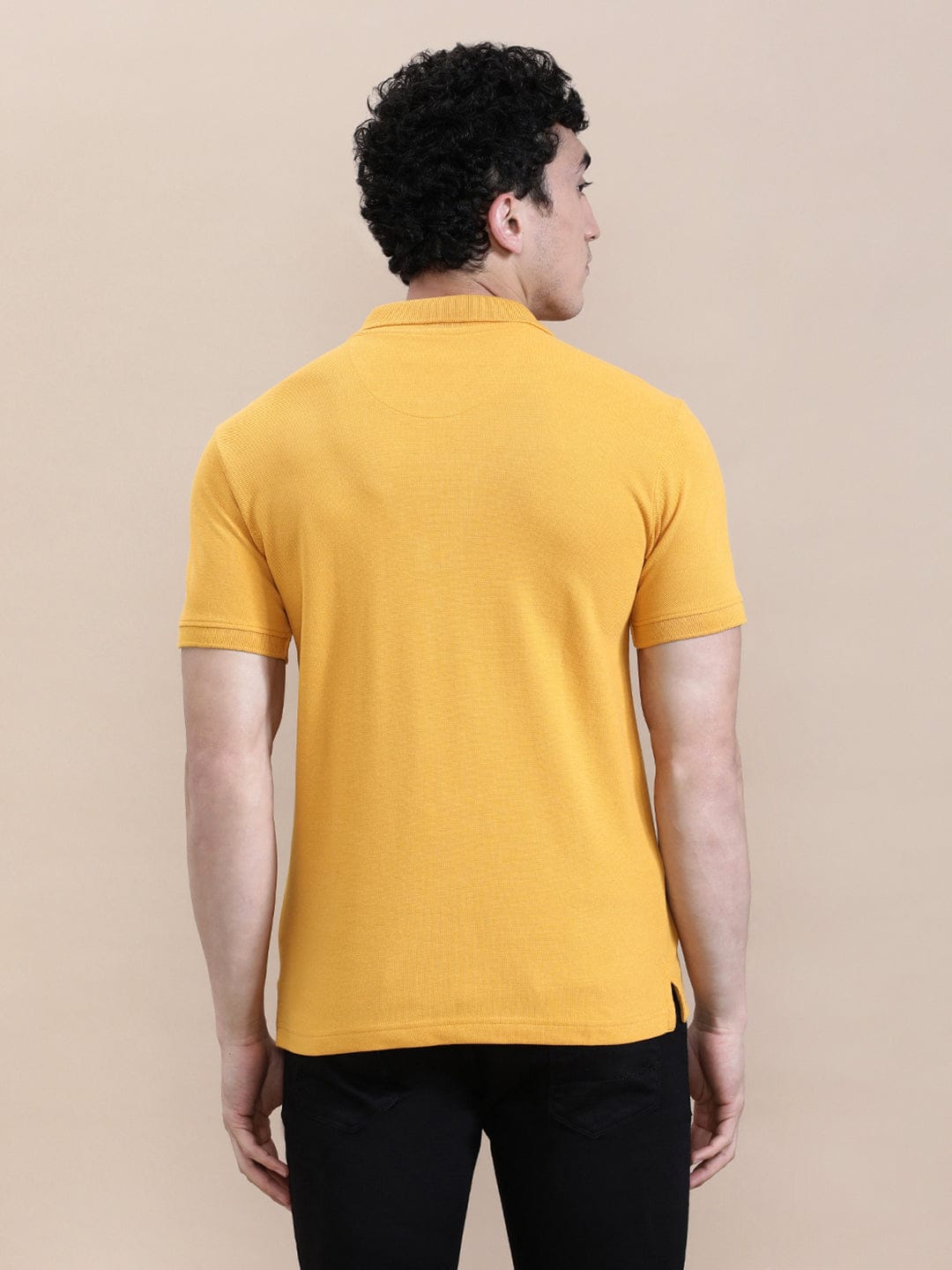 CROCODILE Mustard Yellow Solid Polo T-Shirt with Pocket