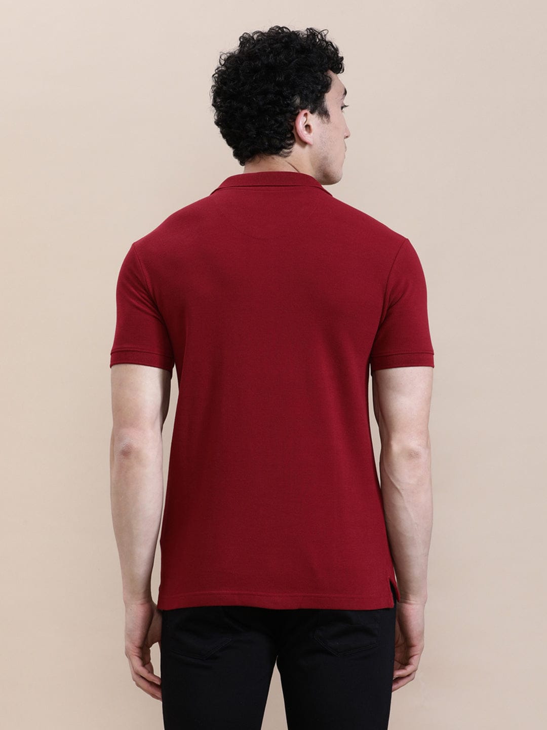 CROCODILE Brick Red Solid Polo T-Shirt with Pocket