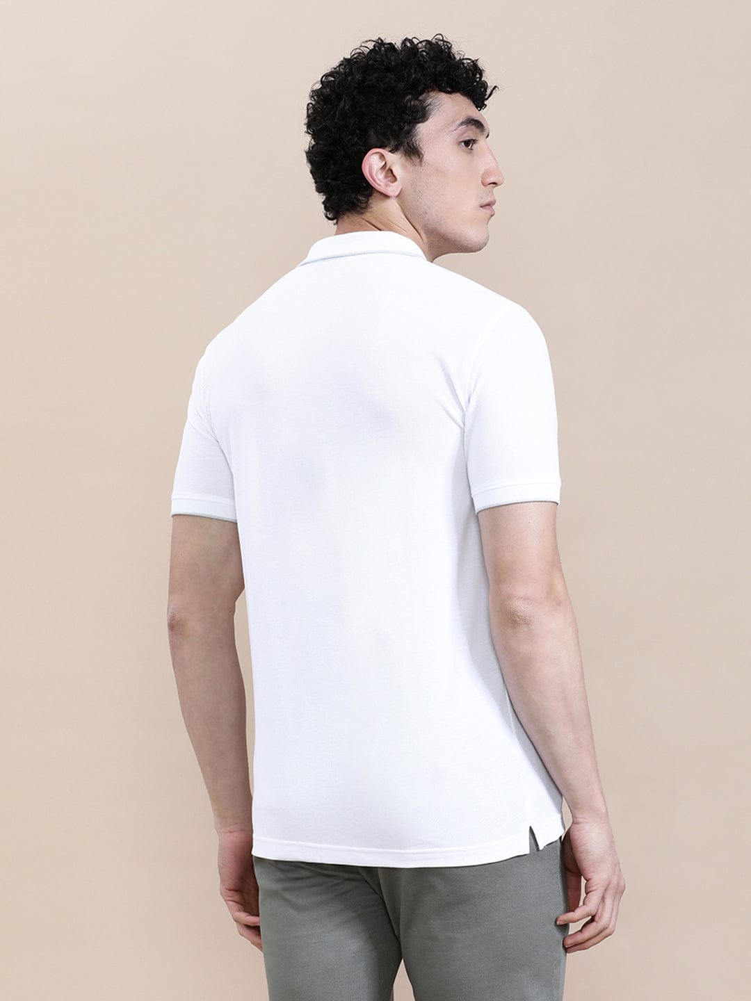 crocodile White Solid Casual Polo T-Shirt with Pocket
