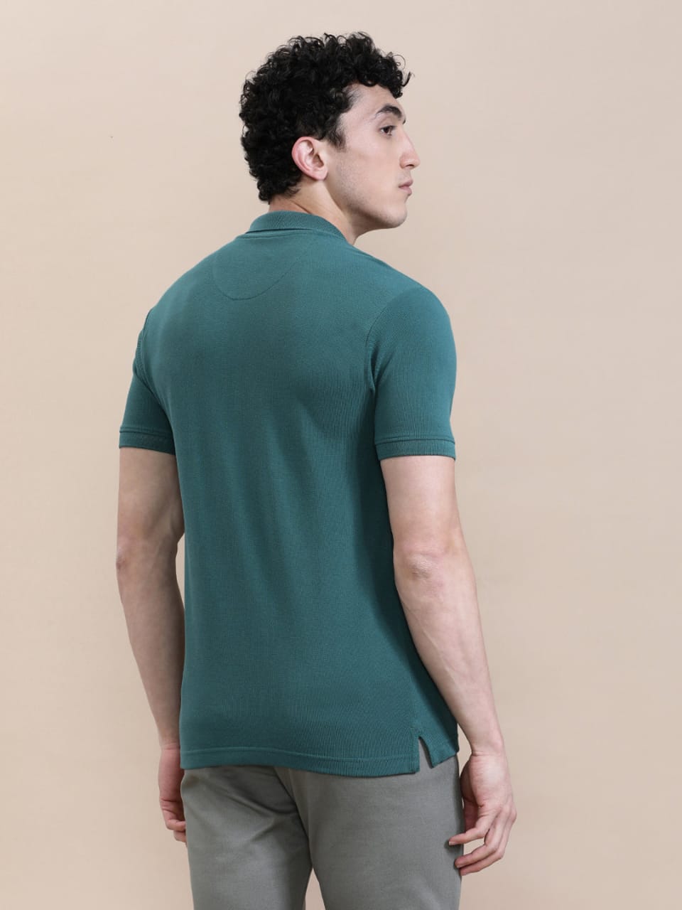 CROCODILE Casual Solid Green Polo T-Shirt with Pocket