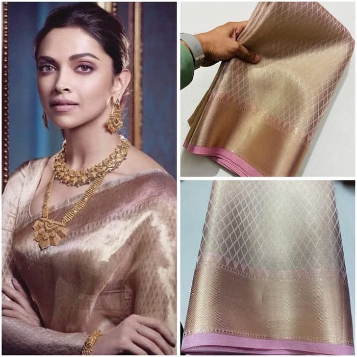 Deepika Padukone inspired Gold Banarasi Tissue Silk Saree