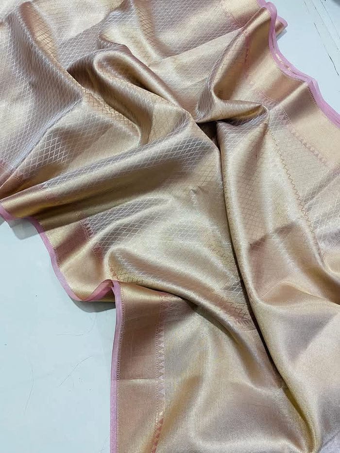 Deepika Padukone inspired Gold Banarasi Tissue Silk Saree