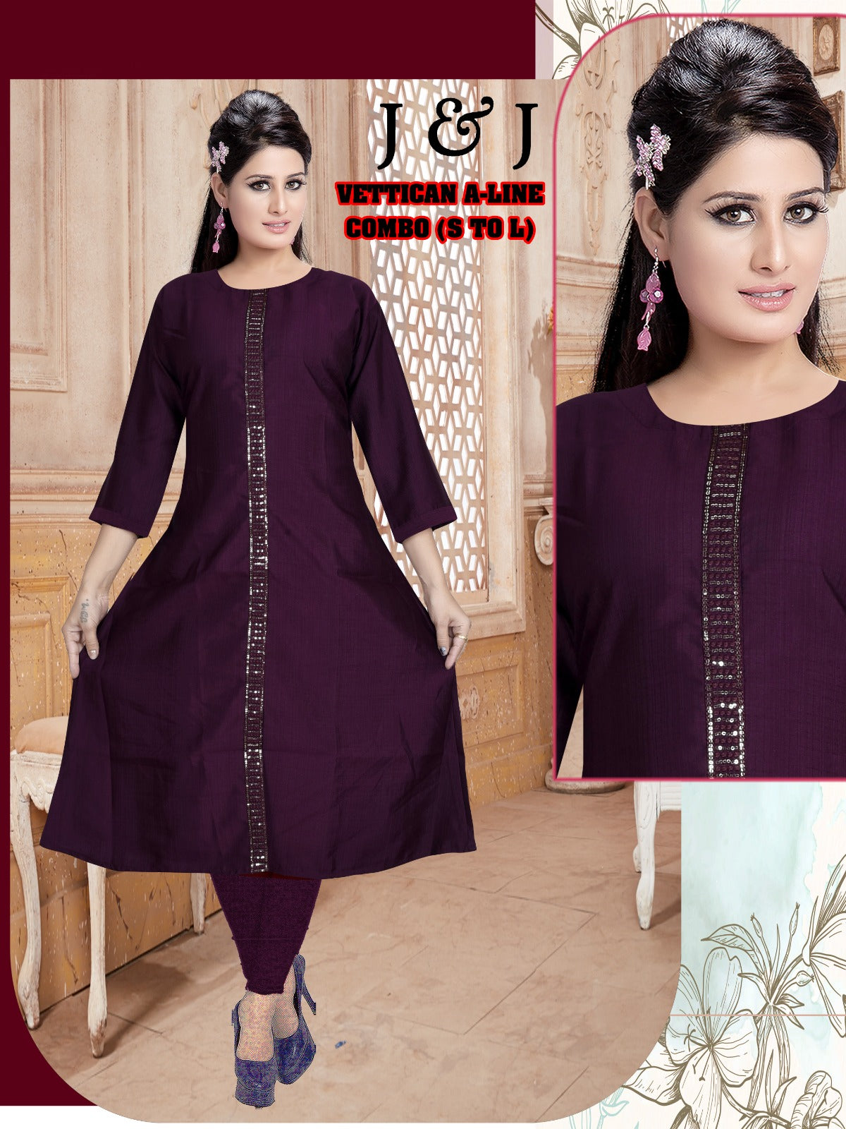 vettican Chic Plum A-line Tunic For Elegant Occasions