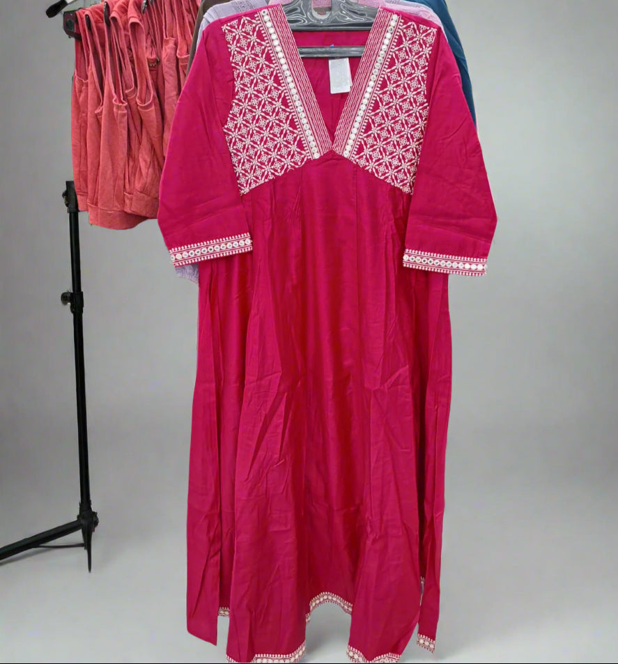 Royal Radiance Pink -Work Kurti – Festive & Elegant