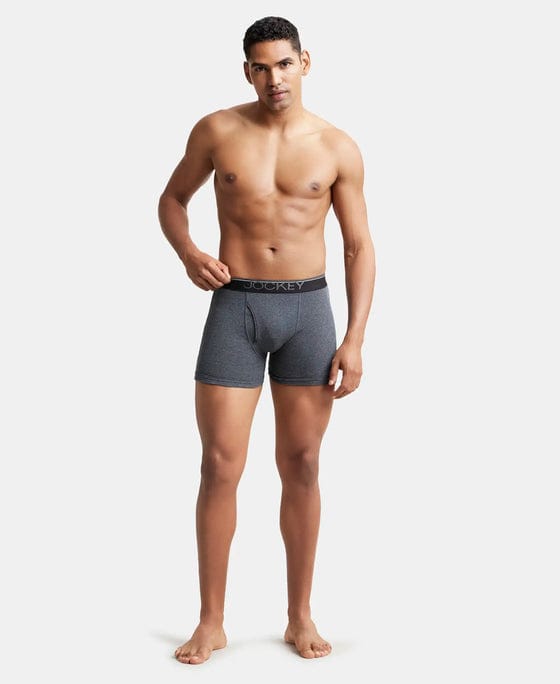 JOCKEY Super Combed Cotton Rib Solid Boxer Brief with Ultrasoft and Durable Waistband - Charcoal Melange