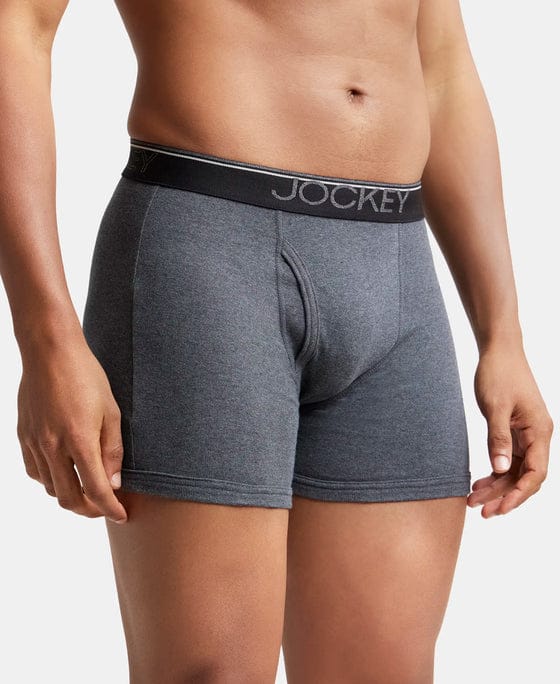 JOCKEY Super Combed Cotton Rib Solid Boxer Brief with Ultrasoft and Durable Waistband - Charcoal Melange