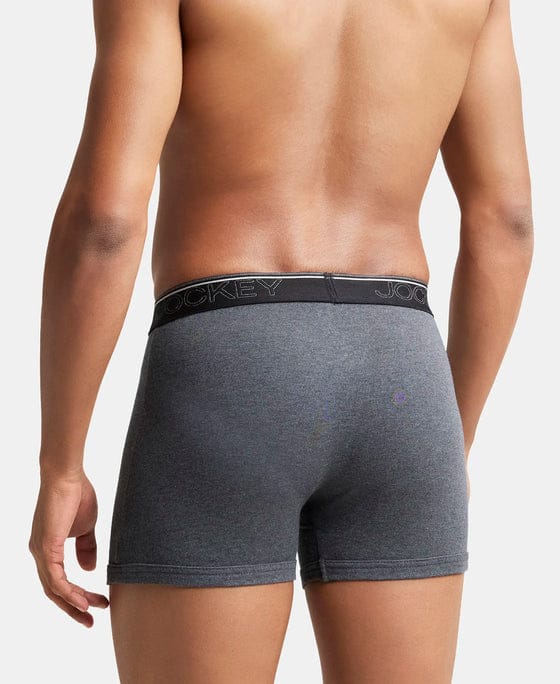 JOCKEY Super Combed Cotton Rib Solid Boxer Brief with Ultrasoft and Durable Waistband - Charcoal Melange