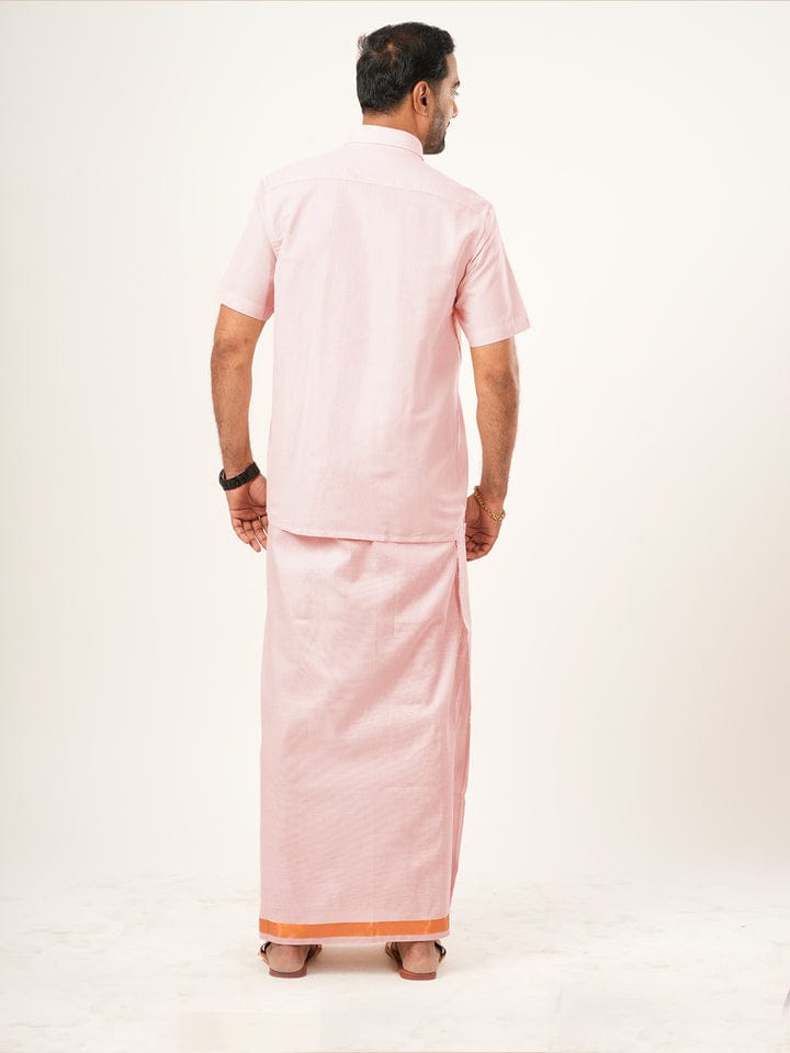 Kondattam Tissue Shirt & Dhoti Set- Copper