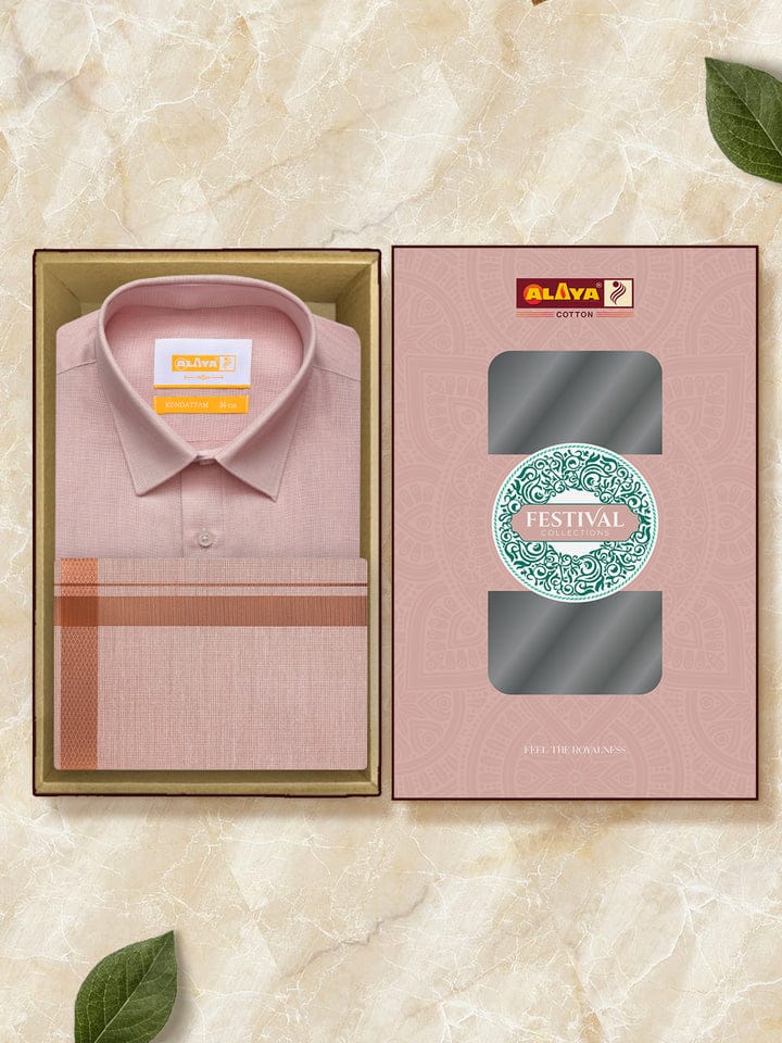 Kondattam Tissue Shirt & Dhoti Set- Copper
