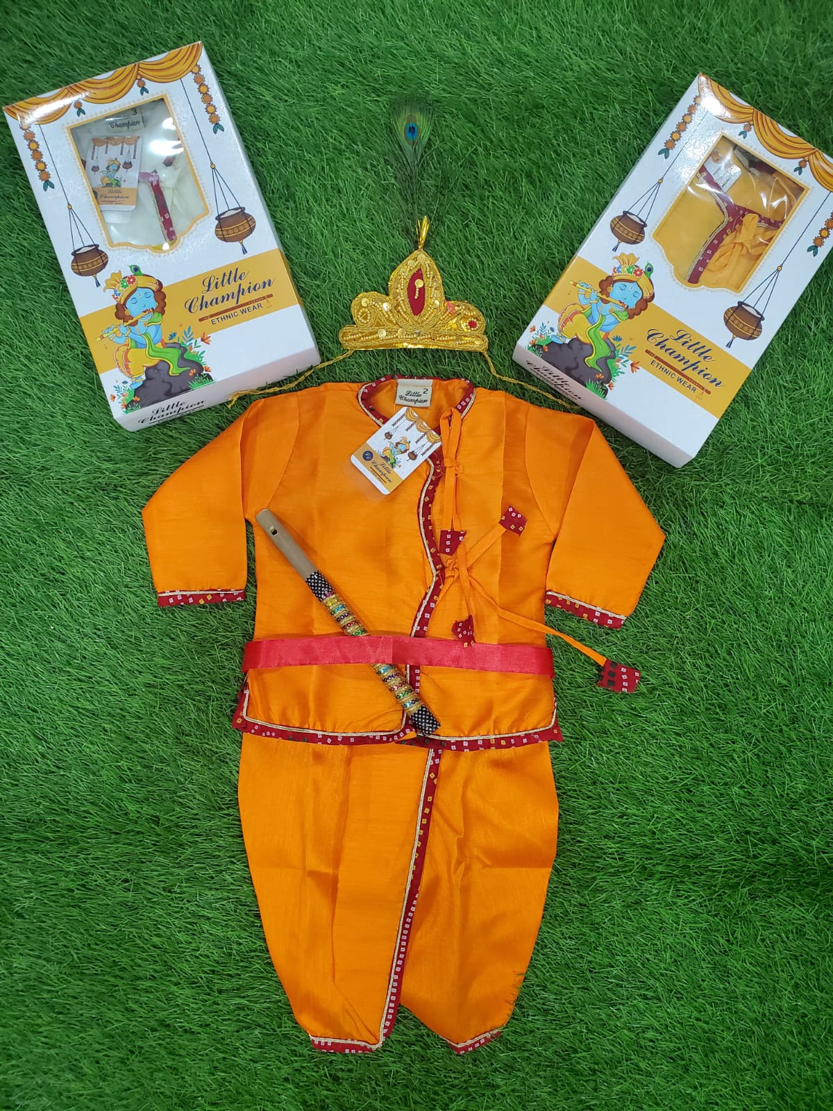 Traditional Indian Boy's Outfit for Janmashtami Celebrations