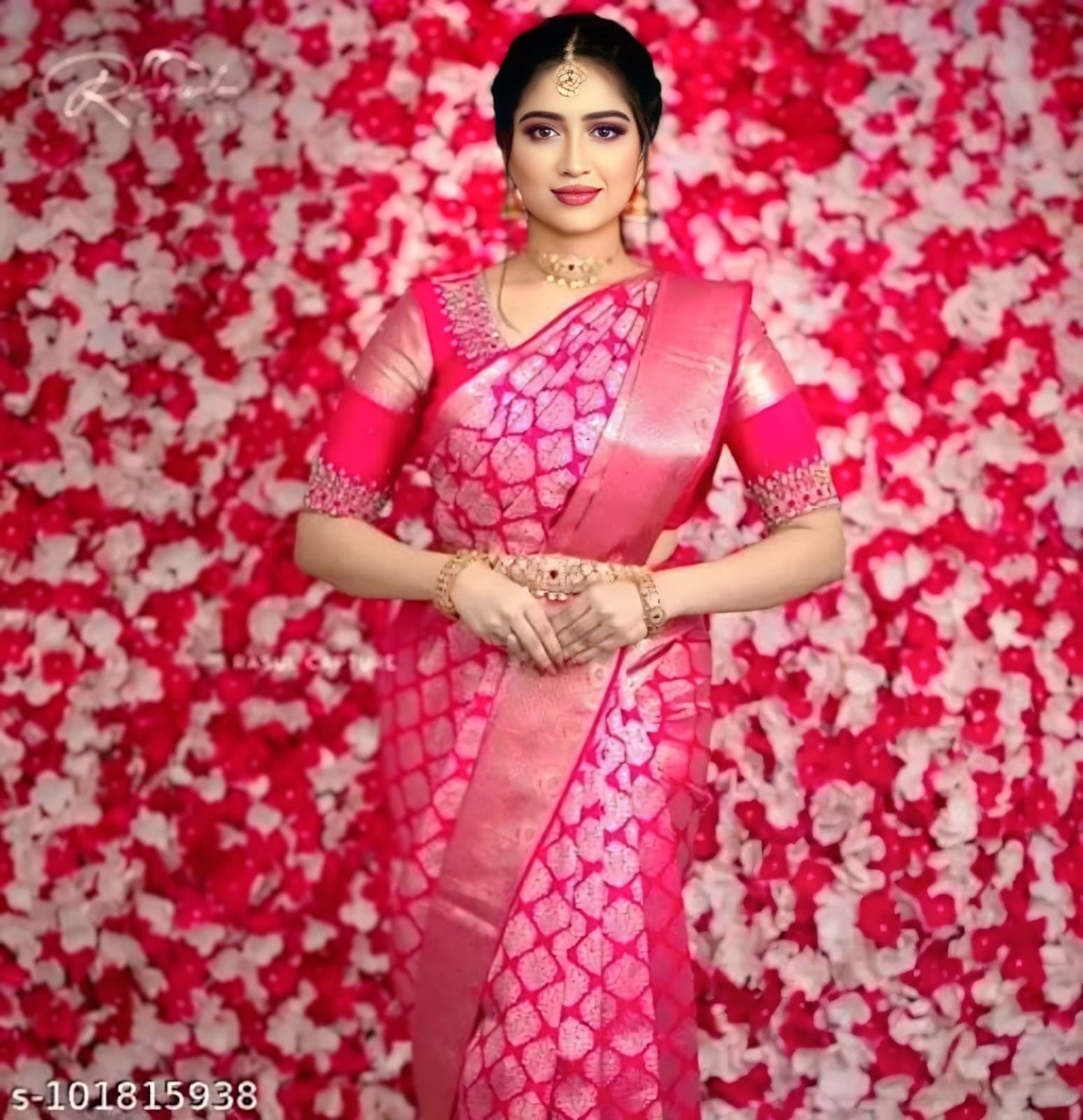 🌸 Royal Radiance Pink Kanjivaram Silk Saree 🌸