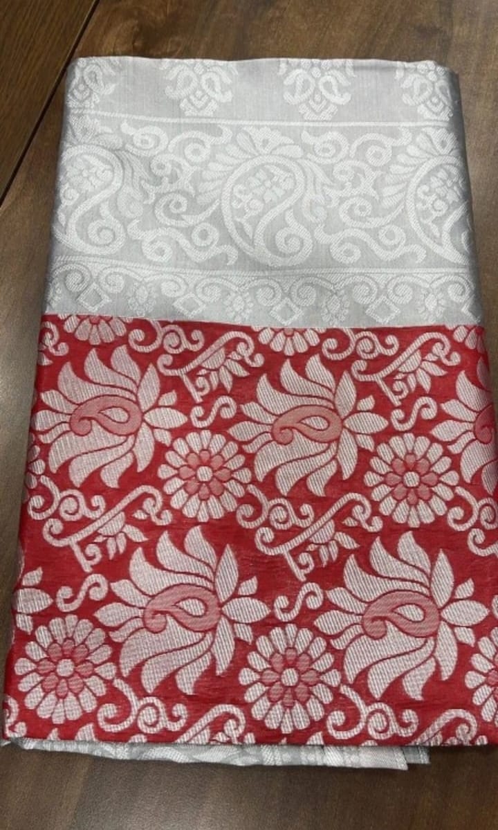 Silver and Red Saree - A Classic Choice for Women