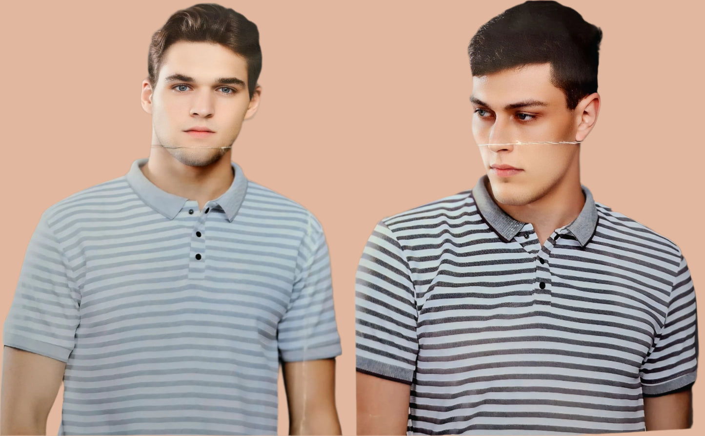 Two tshirt offer Classic Striped Polo T-Shirt for Effortless Style