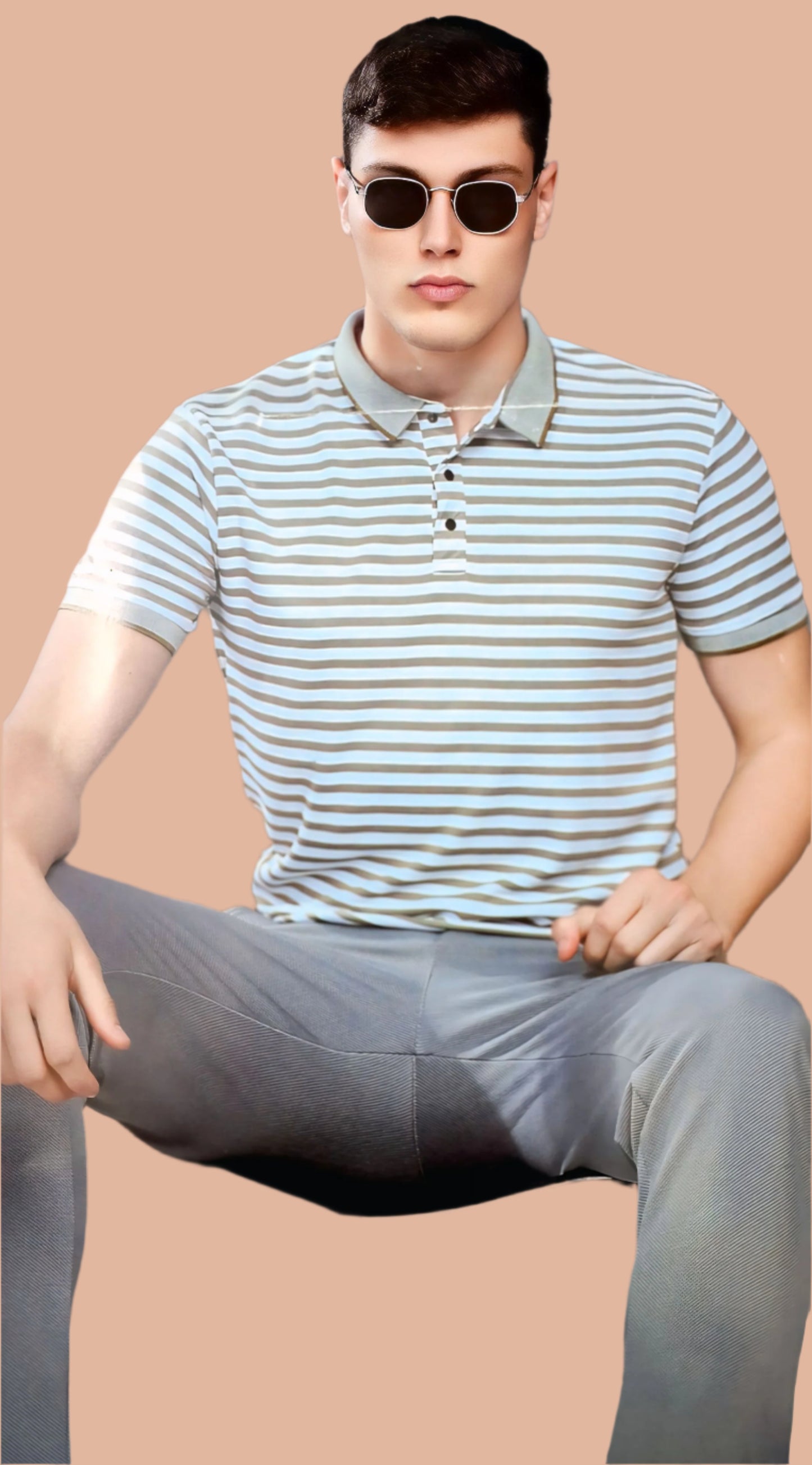 Two tshirt offer Classic Striped Polo T-Shirt for Effortless Style
