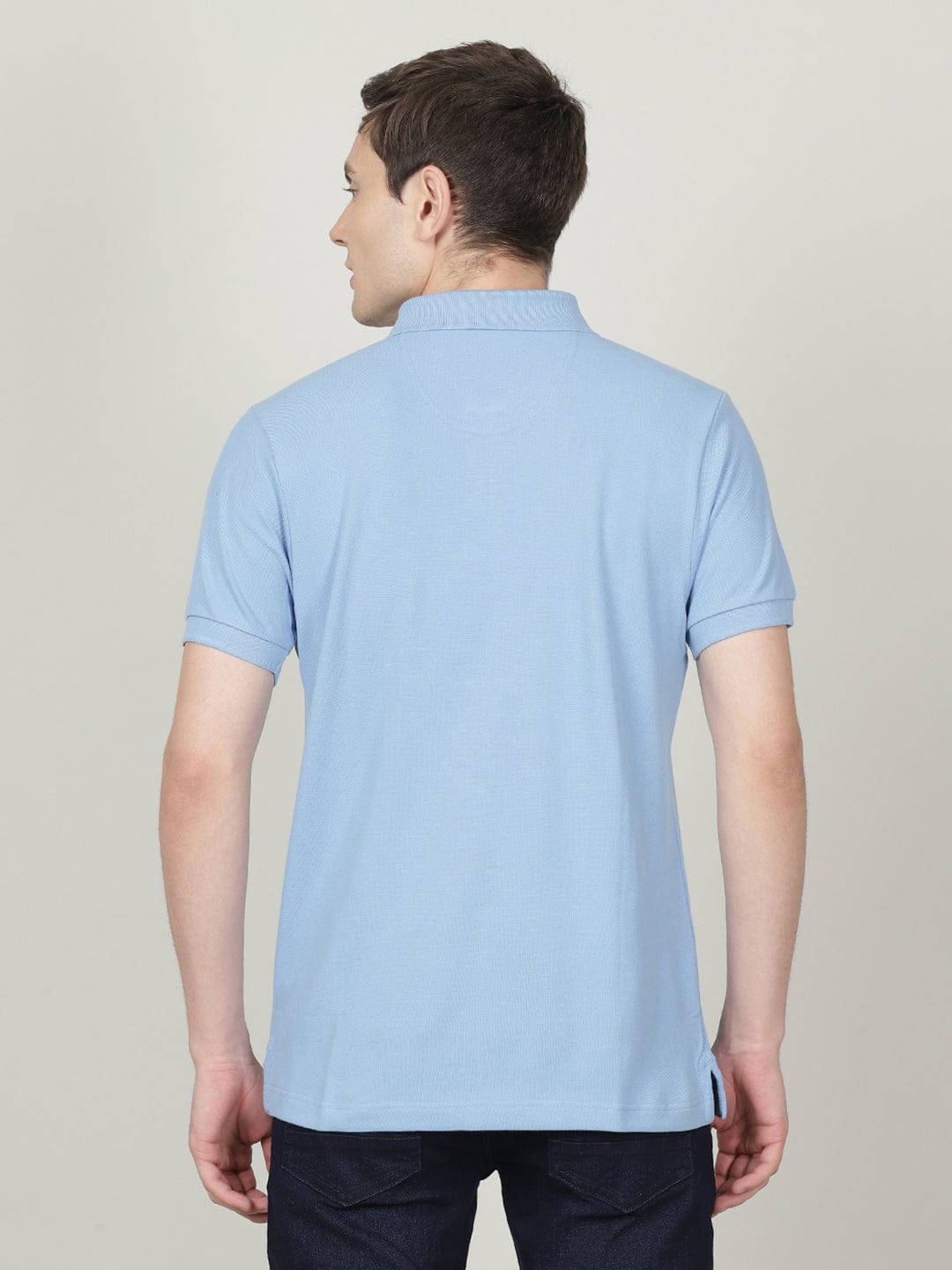 CROCODILE Casual Polo T-Shirt Solid Blue with Pocket