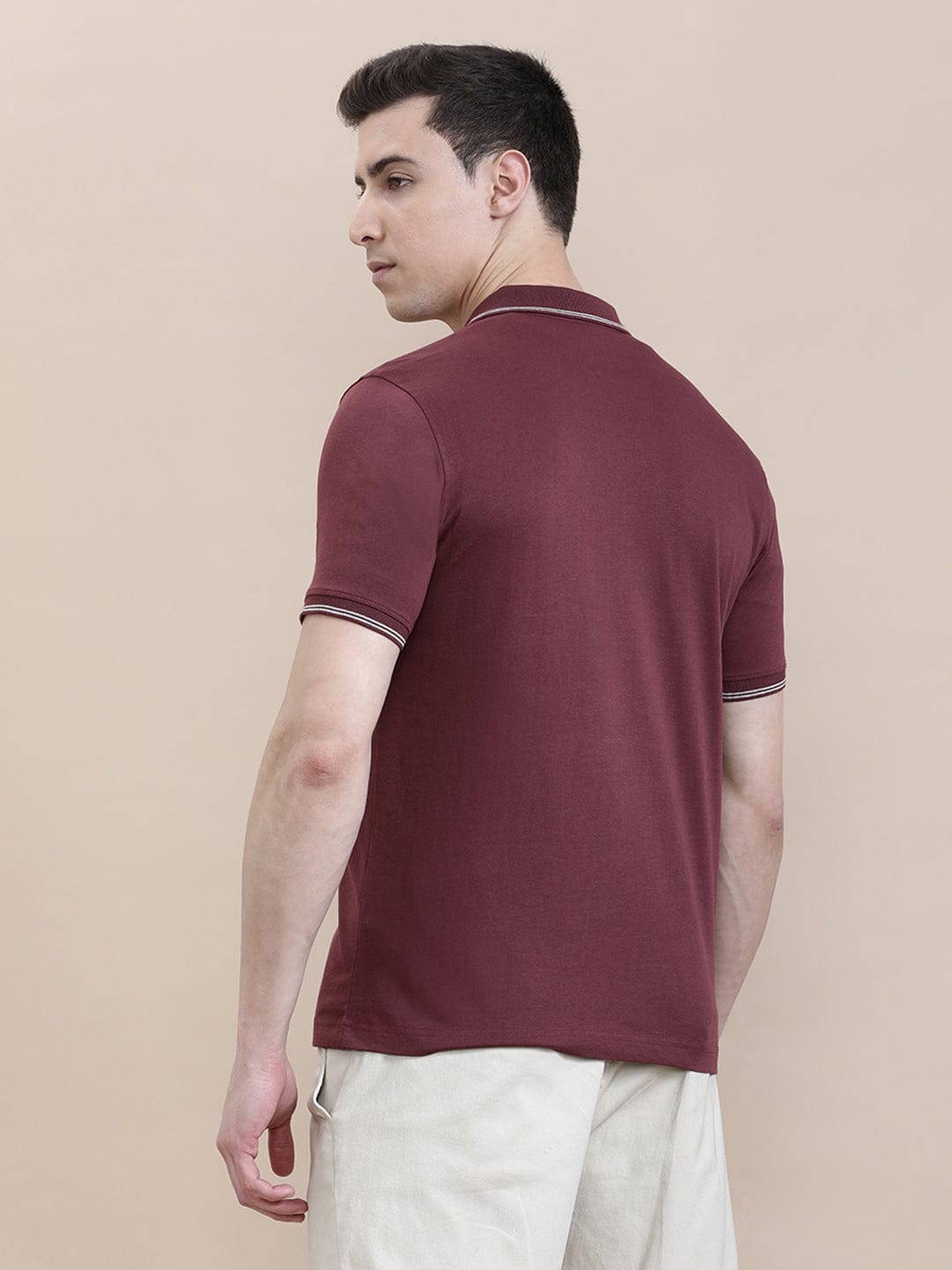 CROCODILE Maroon Solid Polo T-Shirt with Pocket
