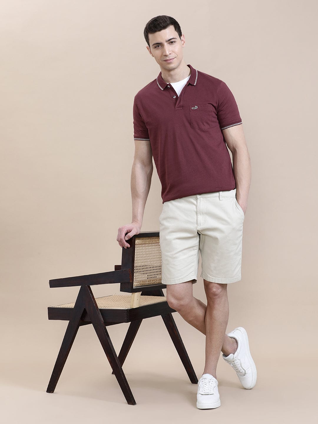 CROCODILE Maroon Solid Polo T-Shirt with Pocket