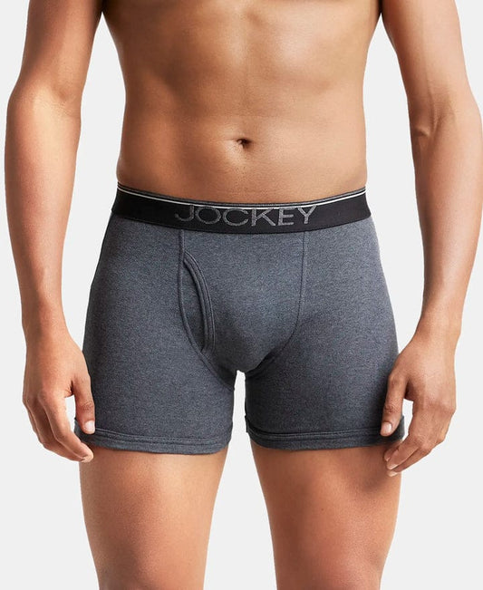 JOCKEY Super Combed Cotton Rib Solid Boxer Brief with Ultrasoft and Durable Waistband - Charcoal Melange