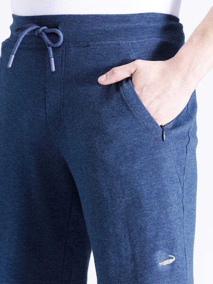 Solid Denim Melange Comfort Fit Track Shorts