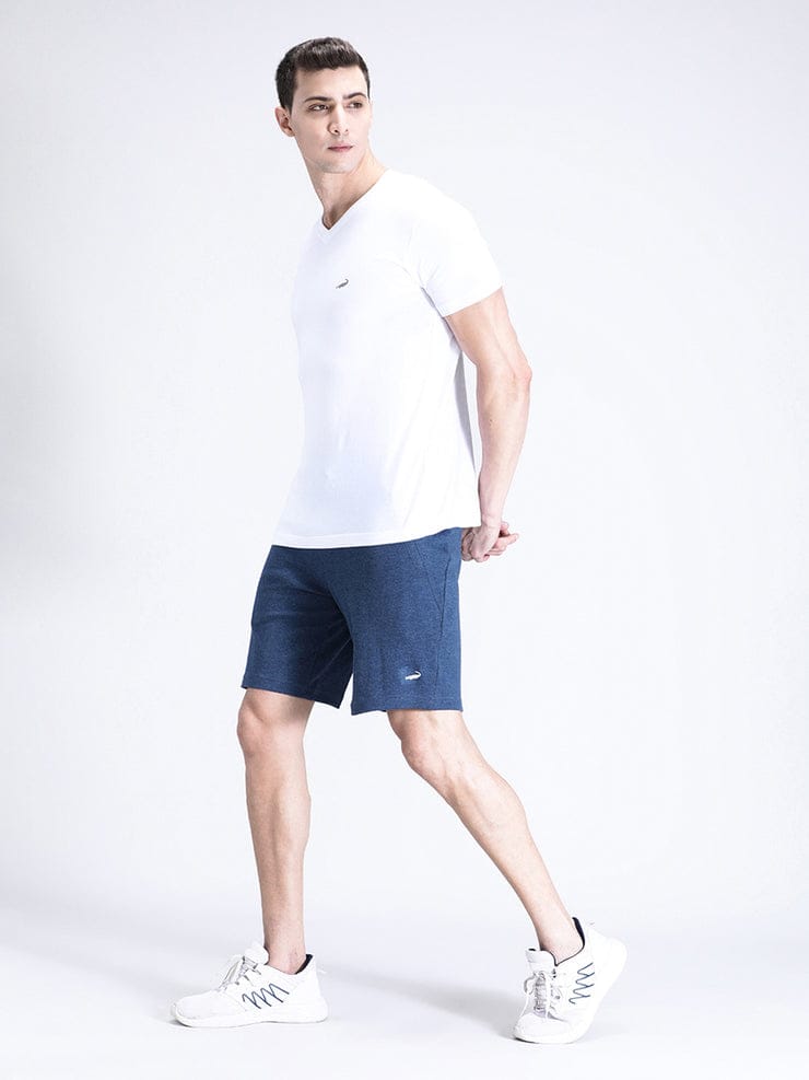 Solid Denim Melange Comfort Fit Track Shorts