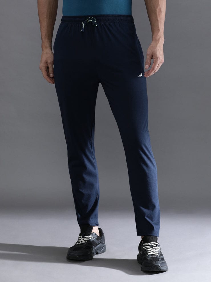 Solid Navy Regular Fit Track Pant