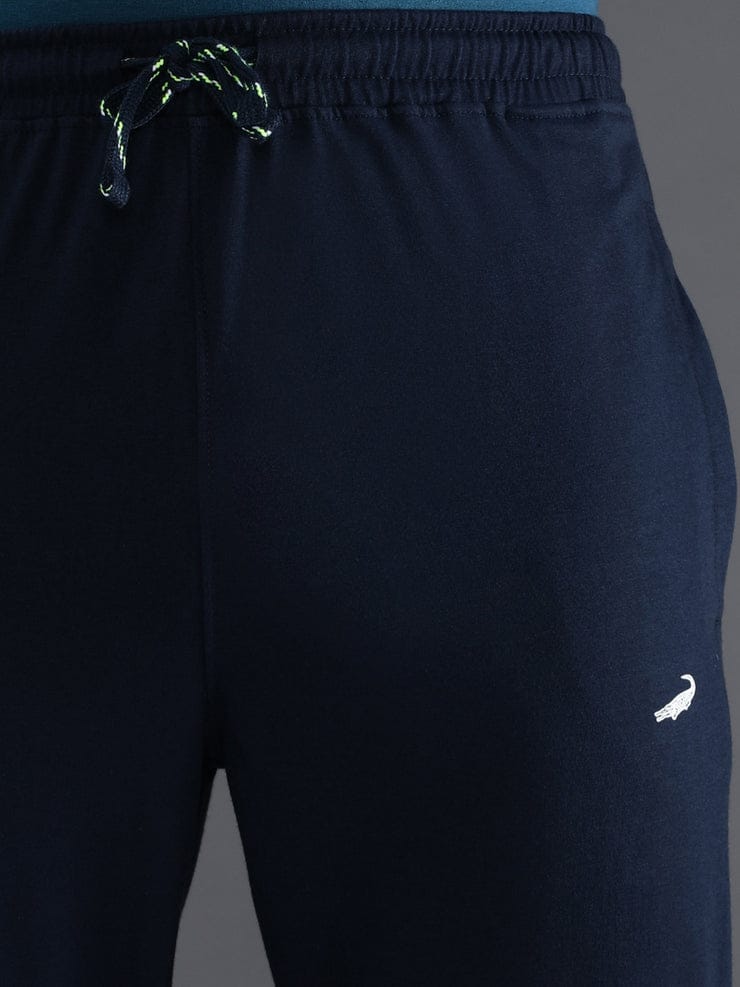 Solid Navy Regular Fit Track Pant