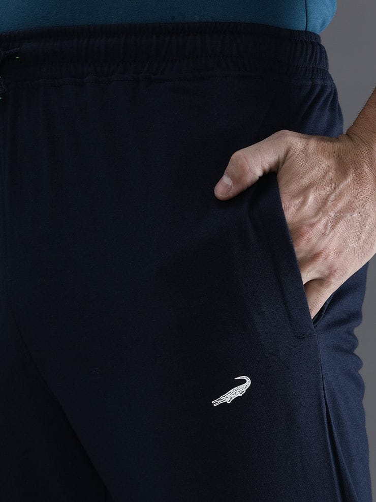 Solid Navy Regular Fit Track Pant