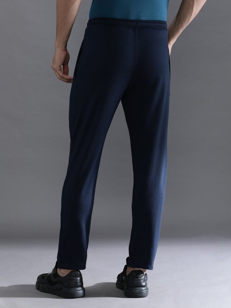 Solid Navy Regular Fit Track Pant