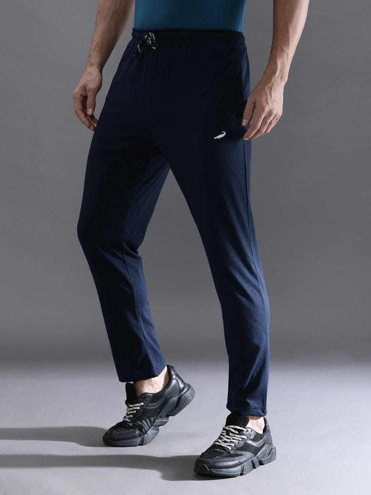 Solid Navy Regular Fit Track Pant
