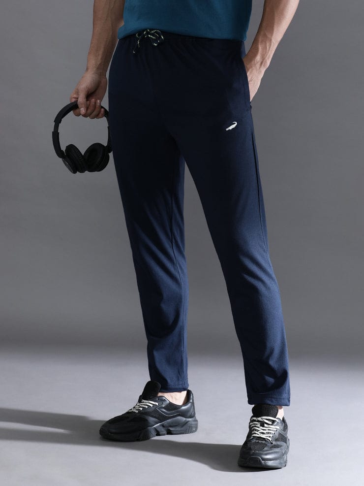 Solid Navy Regular Fit Track Pant