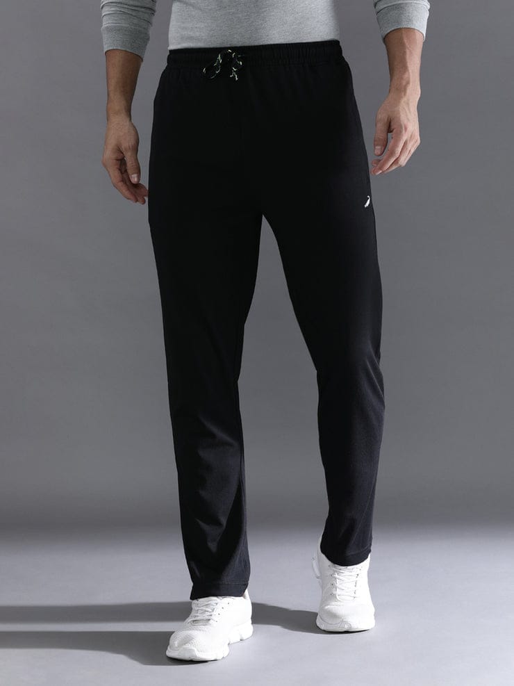 Solid Black Regular Fit Track Pant