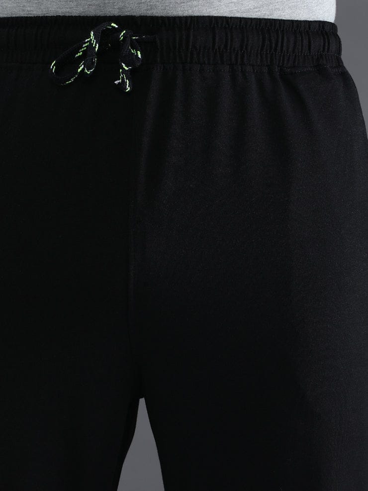 Solid Black Regular Fit Track Pant