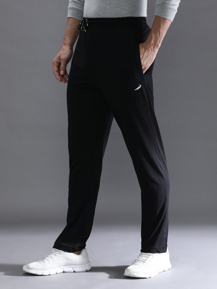 Solid Black Regular Fit Track Pant