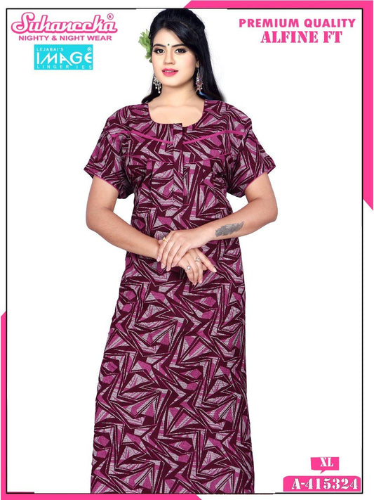 "Pink Geometric Nighty - Comfortable and Stylish"