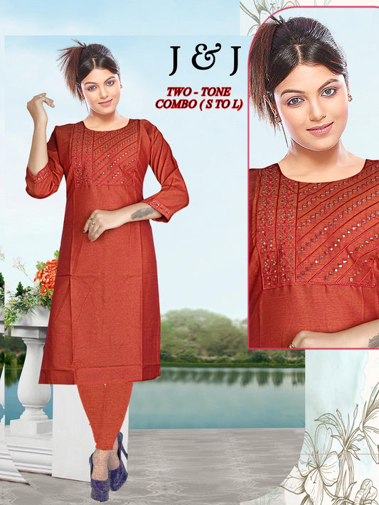 Rustic Elegance: J&J's Embroidered Kurti Top