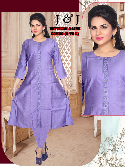 Lavender Luxe: Vettican A-Line Kurti Set