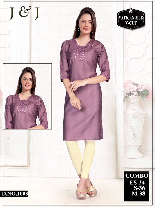 Luxurious Vatican Silk V-Cut Kurti - Timeless Elegance