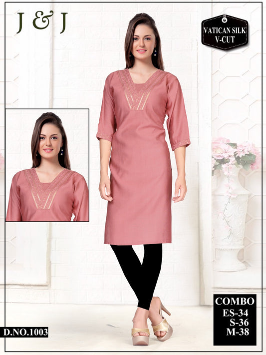 Elegance Redefined: Vatican Silk V-Cut Kurti