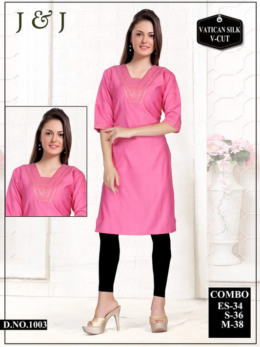 Pink Perfection: Vatican Silk Tunic with V-Cut Neckline