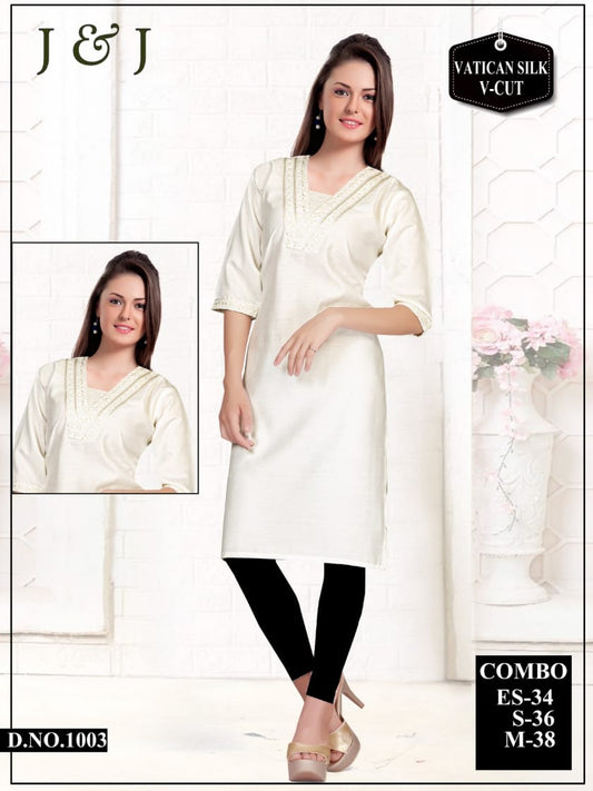 Creamy Vatican Silk Tunic with V-Neckline