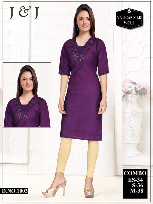 Luxury Vatican Silk Kurti for Women - V-Cut Style