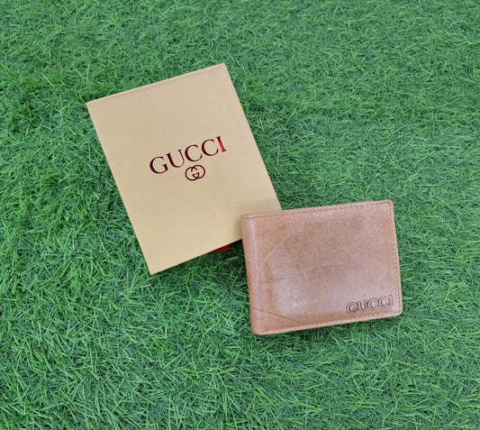 Premium GUCCI Men's Bifold Leather Wallet – Classic Tan (Made in Italy)