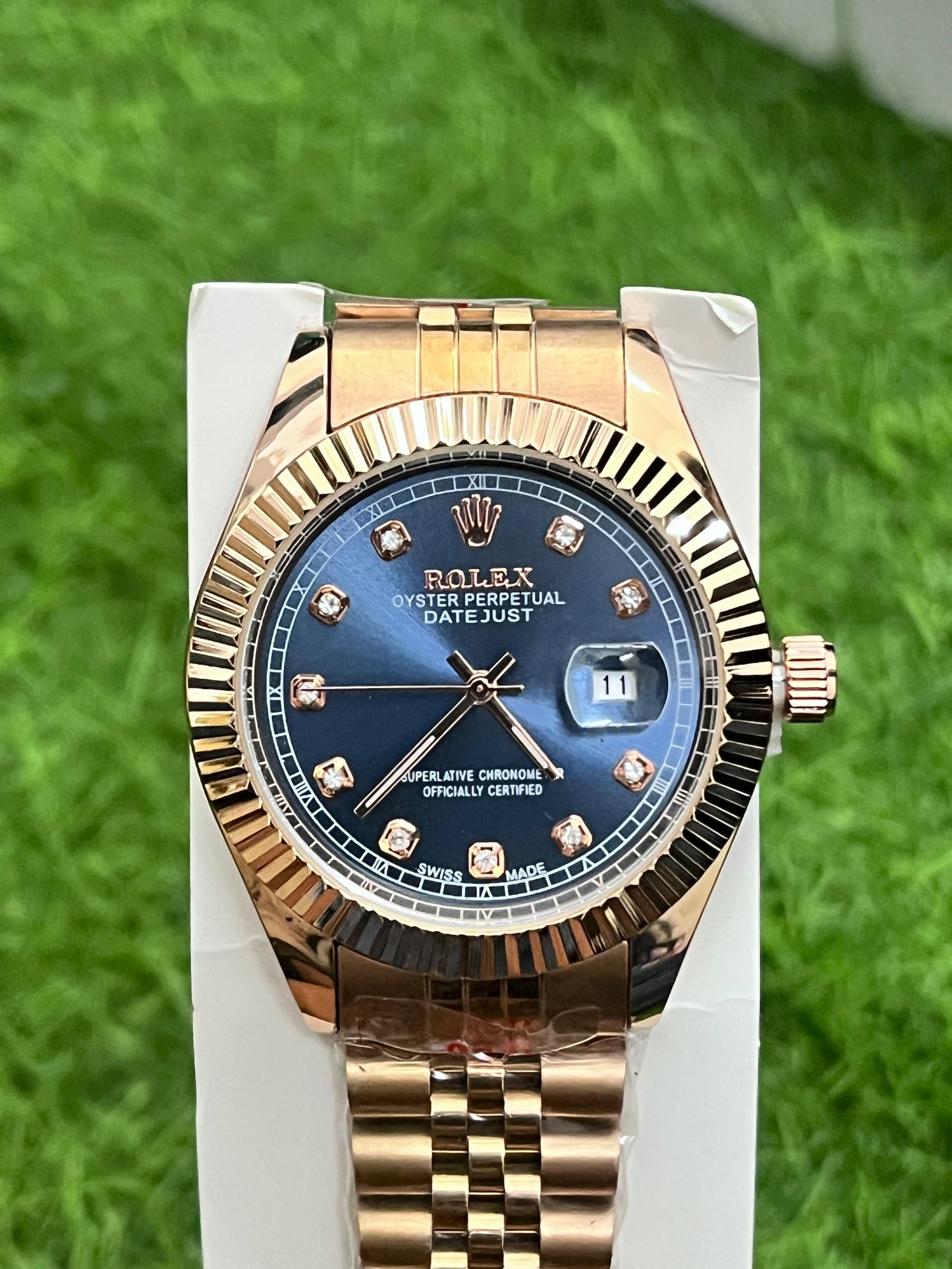Rolex Oyster Perpetual Datejust – Blue Dial with Diamond Hour Markers