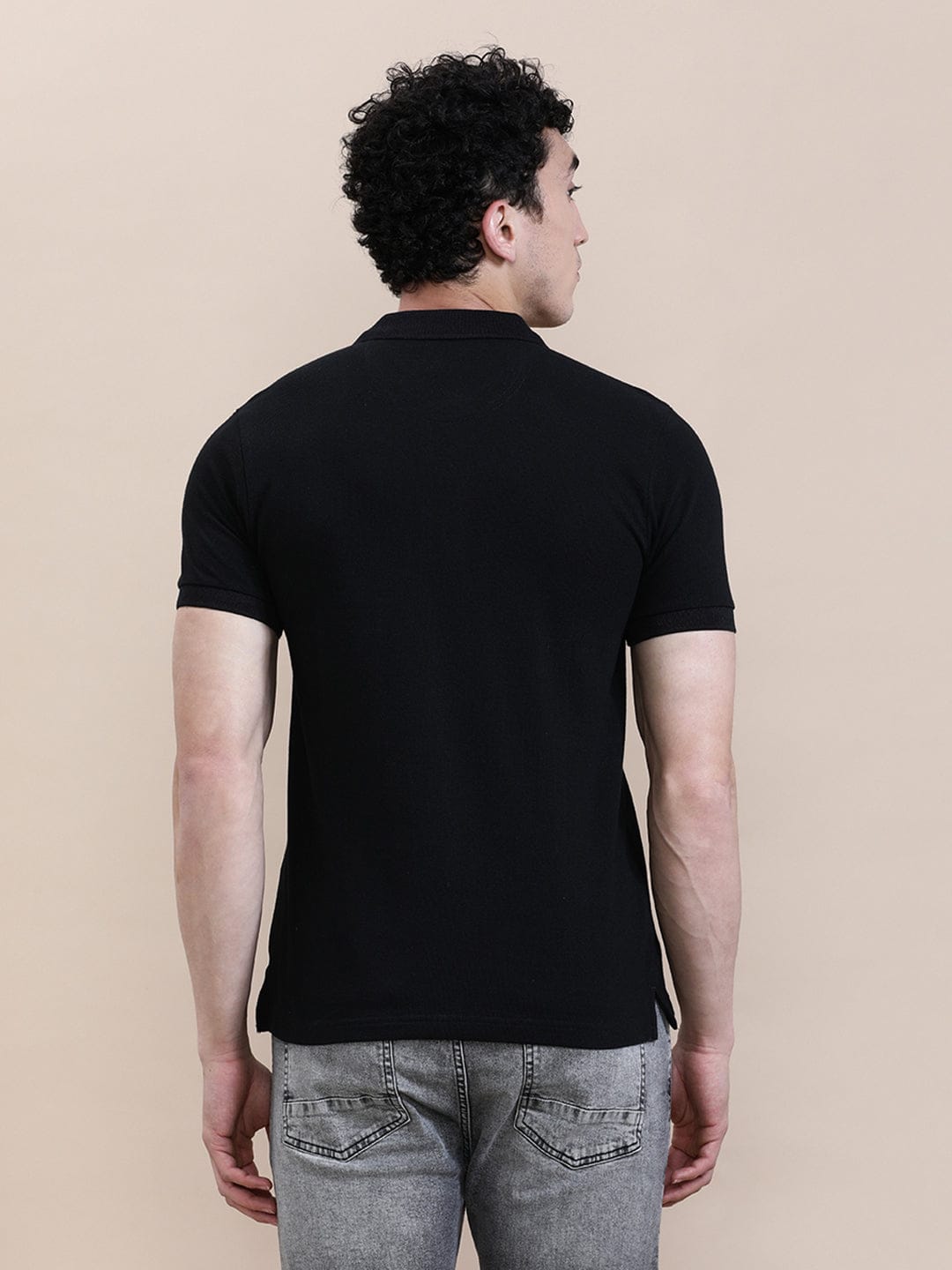 Crocodile Casual Solid Black Polo T-Shirt with Pocket