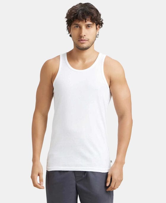 Jockey Super Combed Cotton Round Neck Sleeveless Vest - White
