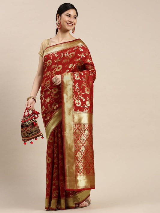 🌹 Regal Rouge Banarasi Elegance 🌹